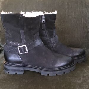 Miz Mooz White Fur-Lined Ankle Boots